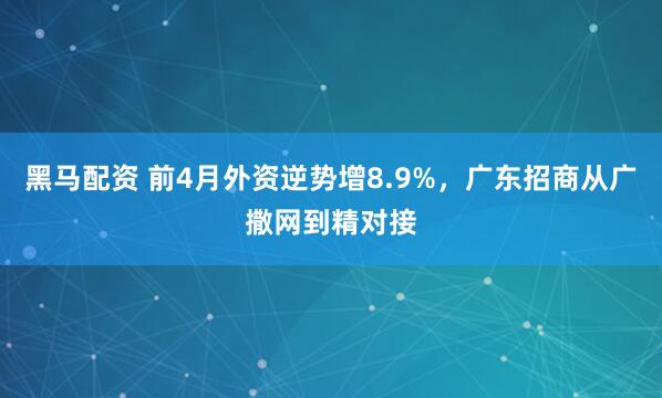 黑马配资 前4月外资逆势增8.9%，广东招商从广撒网到精对接